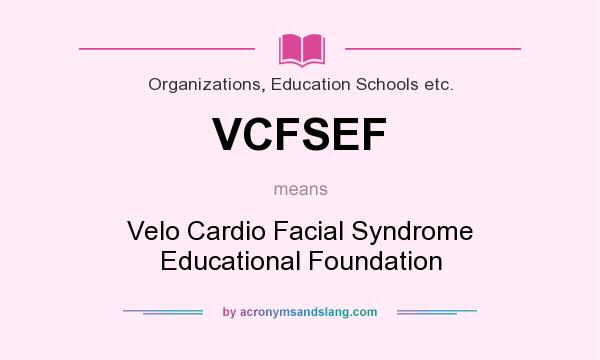 What does VCFSEF mean? It stands for Velo Cardio Facial Syndrome Educational Foundation