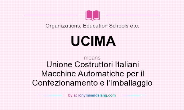 What does UCIMA mean? It stands for Unione Costruttori Italiani Macchine Automatiche per il Confezionamento e l`Imballaggio