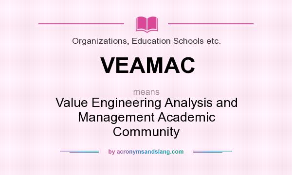 What does VEAMAC mean? It stands for Value Engineering Analysis and Management Academic Community