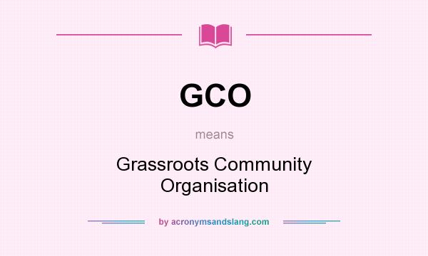 What does GCO mean? It stands for Grassroots Community Organisation