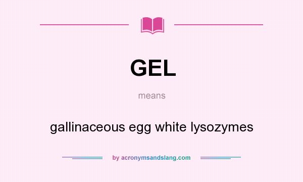 What does GEL mean? It stands for gallinaceous egg white lysozymes
