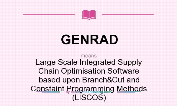 What does GENRAD mean? It stands for Large Scale Integrated Supply Chain Optimisation Software based upon Branch&Cut and Constaint Programming Methods (LISCOS)