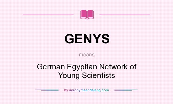 What does GENYS mean? It stands for German Egyptian Network of Young Scientists