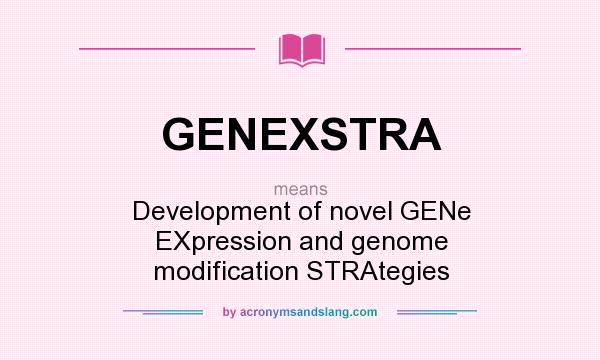 What does GENEXSTRA mean? It stands for Development of novel GENe EXpression and genome modification STRAtegies