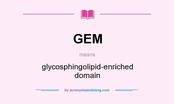 What does GEM mean? It stands for glycosphingolipid-enriched domain