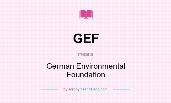 What does GEF mean? It stands for German Environmental Foundation