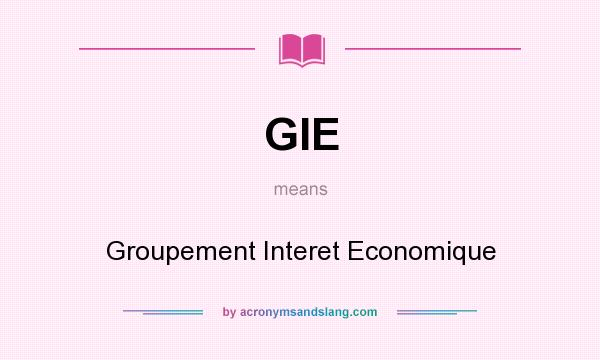 What does GIE mean? It stands for Groupement Interet Economique