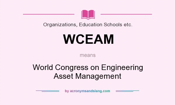 What does WCEAM mean? It stands for World Congress on Engineering Asset Management