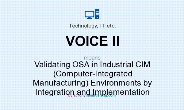 What does VOICE II mean? It stands for Validating OSA in Industrial CIM (Computer-Integrated Manufacturing) Environments by Integration and Implementation