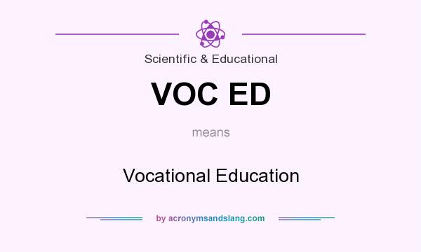 What does VOC ED mean? It stands for Vocational Education