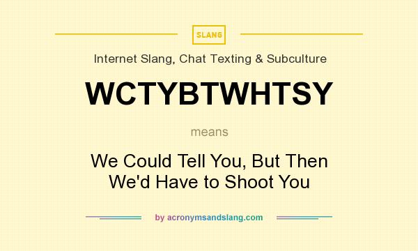 What does WCTYBTWHTSY mean? It stands for We Could Tell You, But Then We`d Have to Shoot You