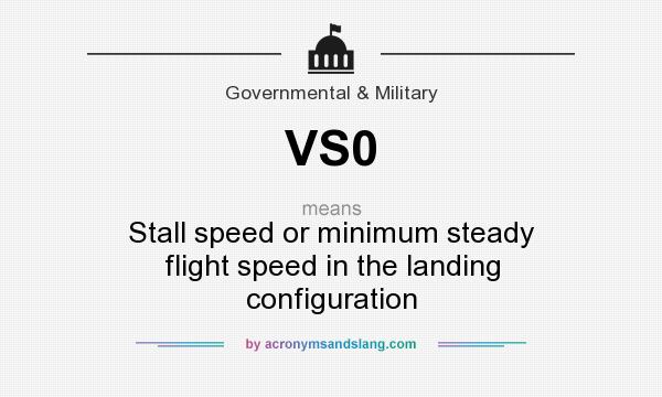 What does VS0 mean? It stands for Stall speed or minimum steady flight speed in the landing configuration