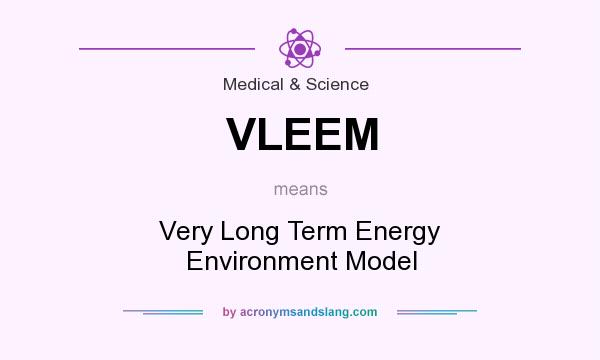 What does VLEEM mean? It stands for Very Long Term Energy Environment Model