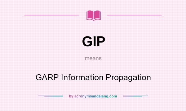 What does GIP mean? It stands for GARP Information Propagation