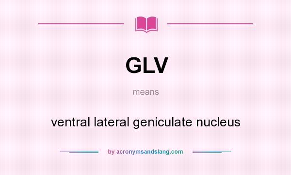 What does GLV mean? It stands for ventral lateral geniculate nucleus