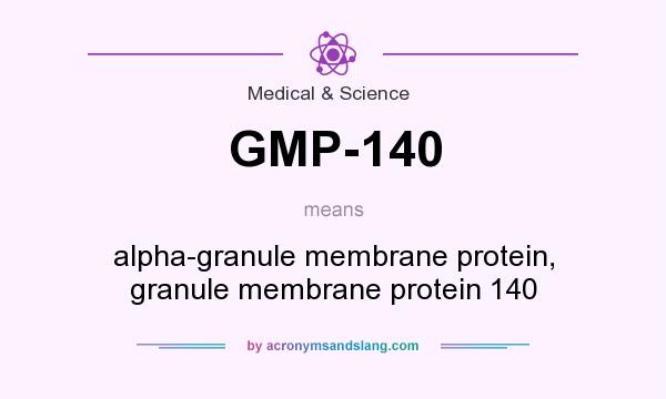 What does GMP-140 mean? It stands for alpha-granule membrane protein, granule membrane protein 140