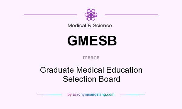 What does GMESB mean? It stands for Graduate Medical Education Selection Board