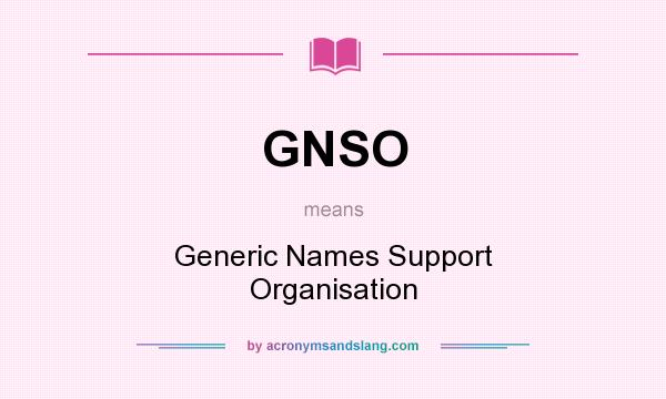 What does GNSO mean? It stands for Generic Names Support Organisation