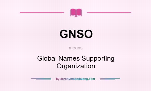 What does GNSO mean? It stands for Global Names Supporting Organization