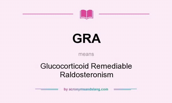 What does GRA mean? It stands for Glucocorticoid Remediable Raldosteronism