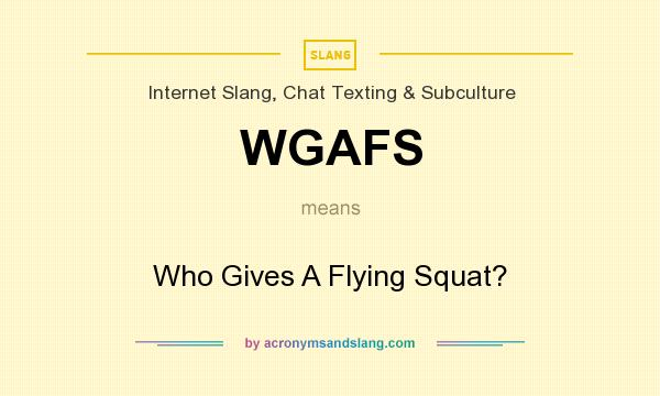 What does WGAFS mean? It stands for Who Gives A Flying Squat?