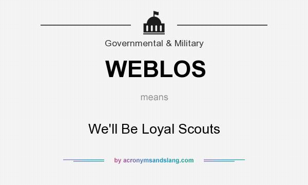 What does WEBLOS mean? It stands for We`ll Be Loyal Scouts