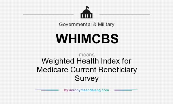 What does WHIMCBS mean? It stands for Weighted Health Index for Medicare Current Beneficiary Survey