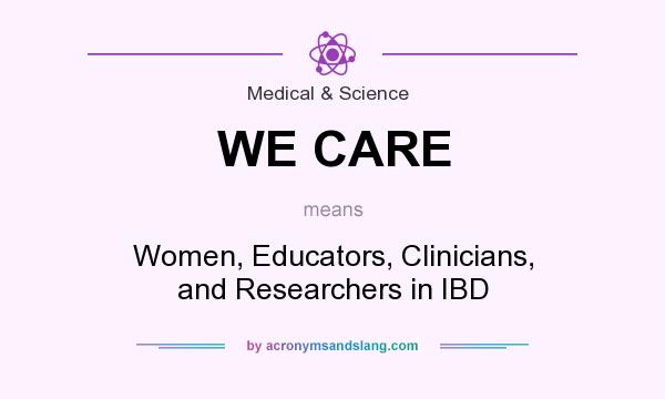 What does WE CARE mean? It stands for Women, Educators, Clinicians, and Researchers in IBD