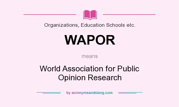 What does WAPOR mean? It stands for World Association for Public Opinion Research