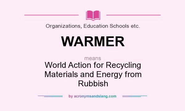 What does WARMER mean? It stands for World Action for Recycling Materials and Energy from Rubbish