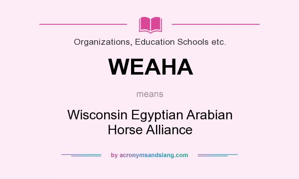 What does WEAHA mean? It stands for Wisconsin Egyptian Arabian Horse Alliance