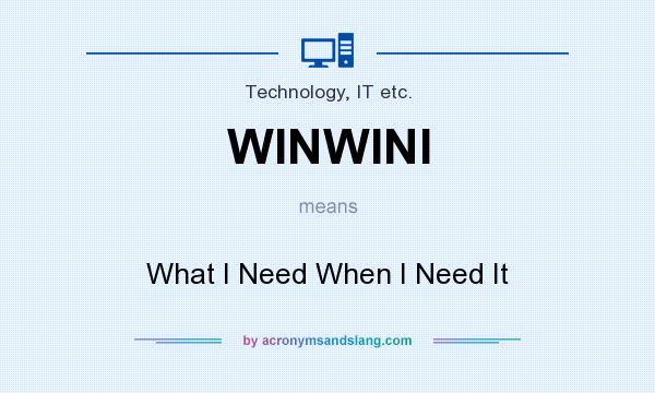 What does WINWINI mean? It stands for What I Need When I Need It