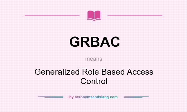 What does GRBAC mean? It stands for Generalized Role Based Access Control