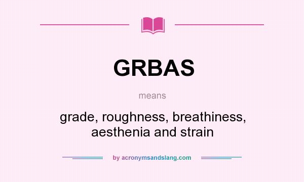What does GRBAS mean? It stands for grade, roughness, breathiness, aesthenia and strain