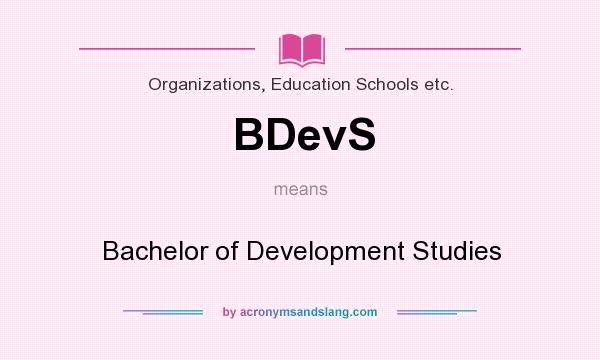 What does BDevS mean? It stands for Bachelor of Development Studies