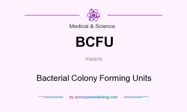 What does BCFU mean? It stands for Bacterial Colony Forming Units