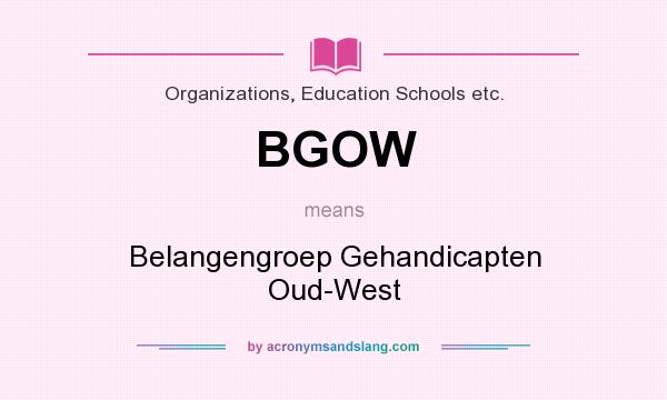 What does BGOW mean? It stands for Belangengroep Gehandicapten Oud-West