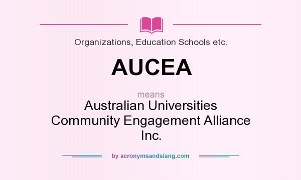 What does AUCEA mean? It stands for Australian Universities Community Engagement Alliance Inc.
