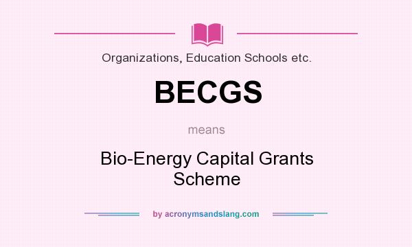 What does BECGS mean? It stands for Bio-Energy Capital Grants Scheme