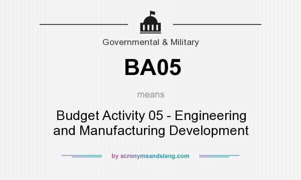What does BA05 mean? It stands for Budget Activity 05 - Engineering and Manufacturing Development