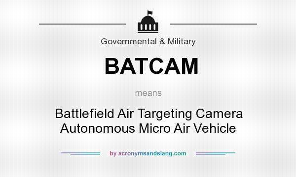 What does BATCAM mean? It stands for Battlefield Air Targeting Camera Autonomous Micro Air Vehicle