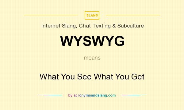 What does WYSWYG mean? It stands for What You See What You Get