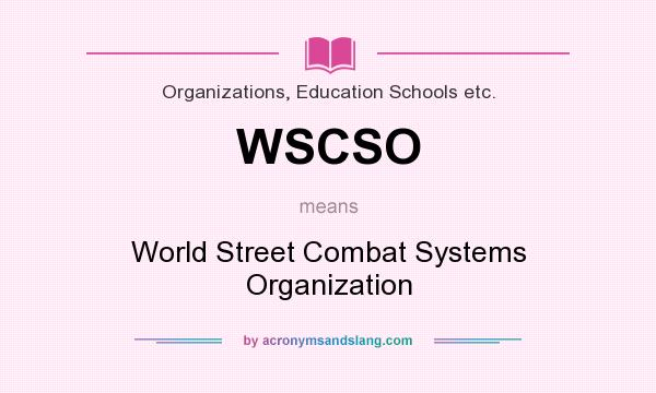 What does WSCSO mean? It stands for World Street Combat Systems Organization