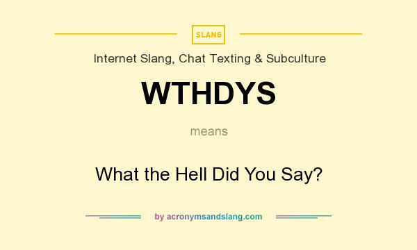 What does WTHDYS mean? It stands for What the Hell Did You Say?