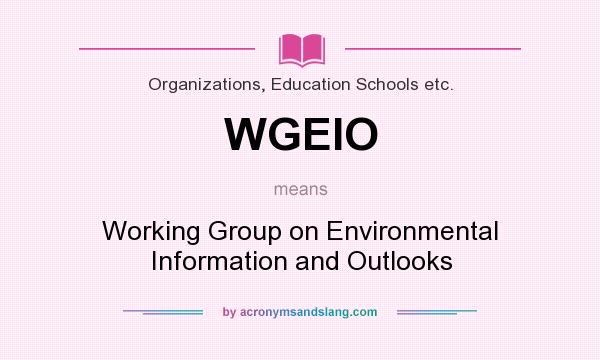 What does WGEIO mean? It stands for Working Group on Environmental Information and Outlooks