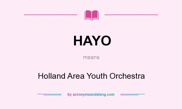 What does HAYO mean? It stands for Holland Area Youth Orchestra