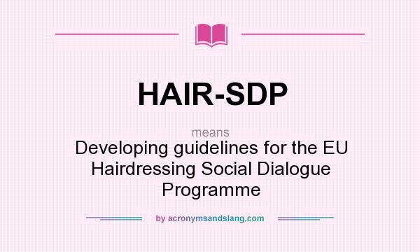 What does HAIR-SDP mean? It stands for Developing guidelines for the EU Hairdressing Social Dialogue Programme