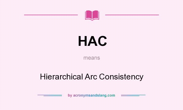 What does HAC mean? It stands for Hierarchical Arc Consistency