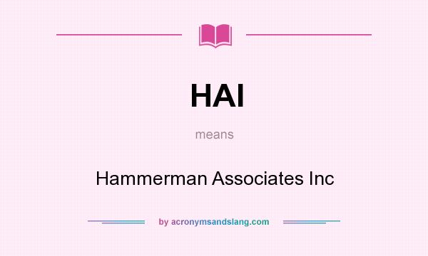 What does HAI mean? It stands for Hammerman Associates Inc