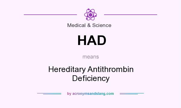 What does HAD mean? It stands for Hereditary Antithrombin Deficiency
